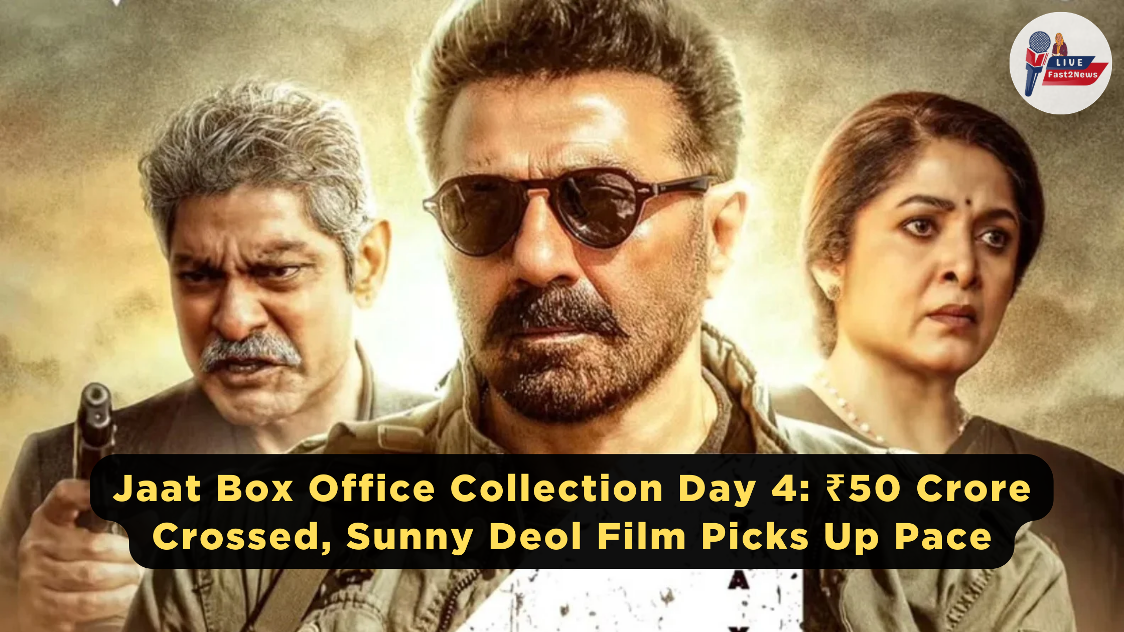 Jaat Sunny Deol starrer Jaat crosses ₹50 crore on Day 4, featuring intense performances by lead actors.