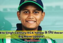 Ekta Singh Century KCA Yellow की स्टार खिलाड़ी एकता सिंह, जिन्होंने Kanpur Women's Talent Hunt Cricket League में 141 रनों का Record बनाया।