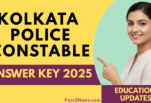 Kolkata Police Constable Answer Key 2025 आधिकारिक अपडेट पोस्टर जिसमें उत्तर कुंजी जारी होने की जानकारी और एजुकेशन अपडेट दर्शाया गया है।