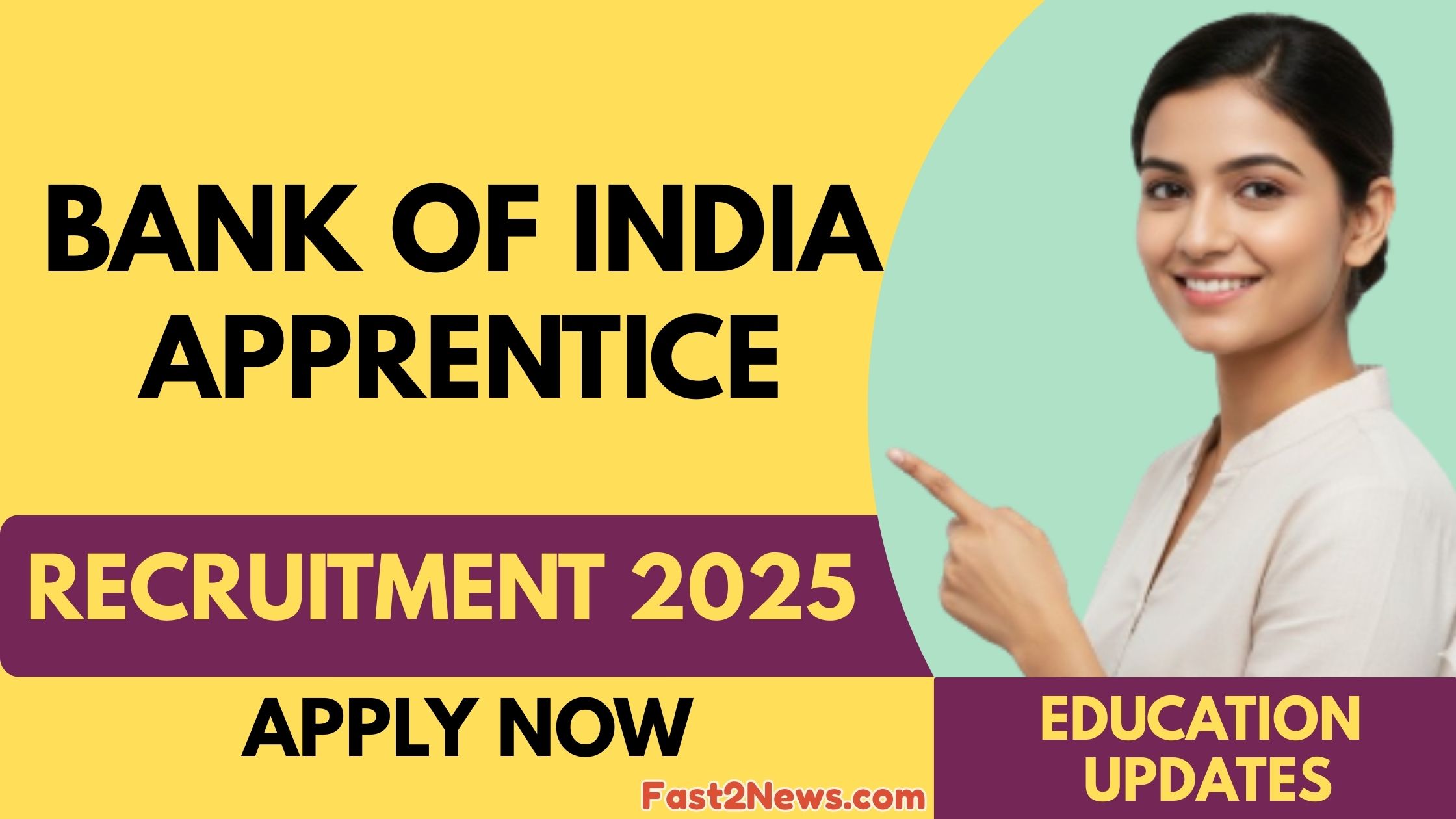BOI Apprentice Recruitment 2025 के लिए बैंक ऑफ इंडिया द्वारा जारी 400 पदों की भर्ती का आधिकारिक पोस्टर।