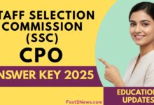 SSC CPO Answer Key 2025 डाउनलोड करने के लिए कर्मचारी चयन आयोग (SSC) द्वारा जारी आधिकारिक सूचना का ग्राफिकल पोस्टर।