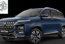 MG Hector Plus price और इसके 2025-26 फेसलिफ्ट मॉडल के शानदार एक्सटीरियर को दर्शाता एक हाई-रेजोल्यूशन स्टूडियो शॉट।