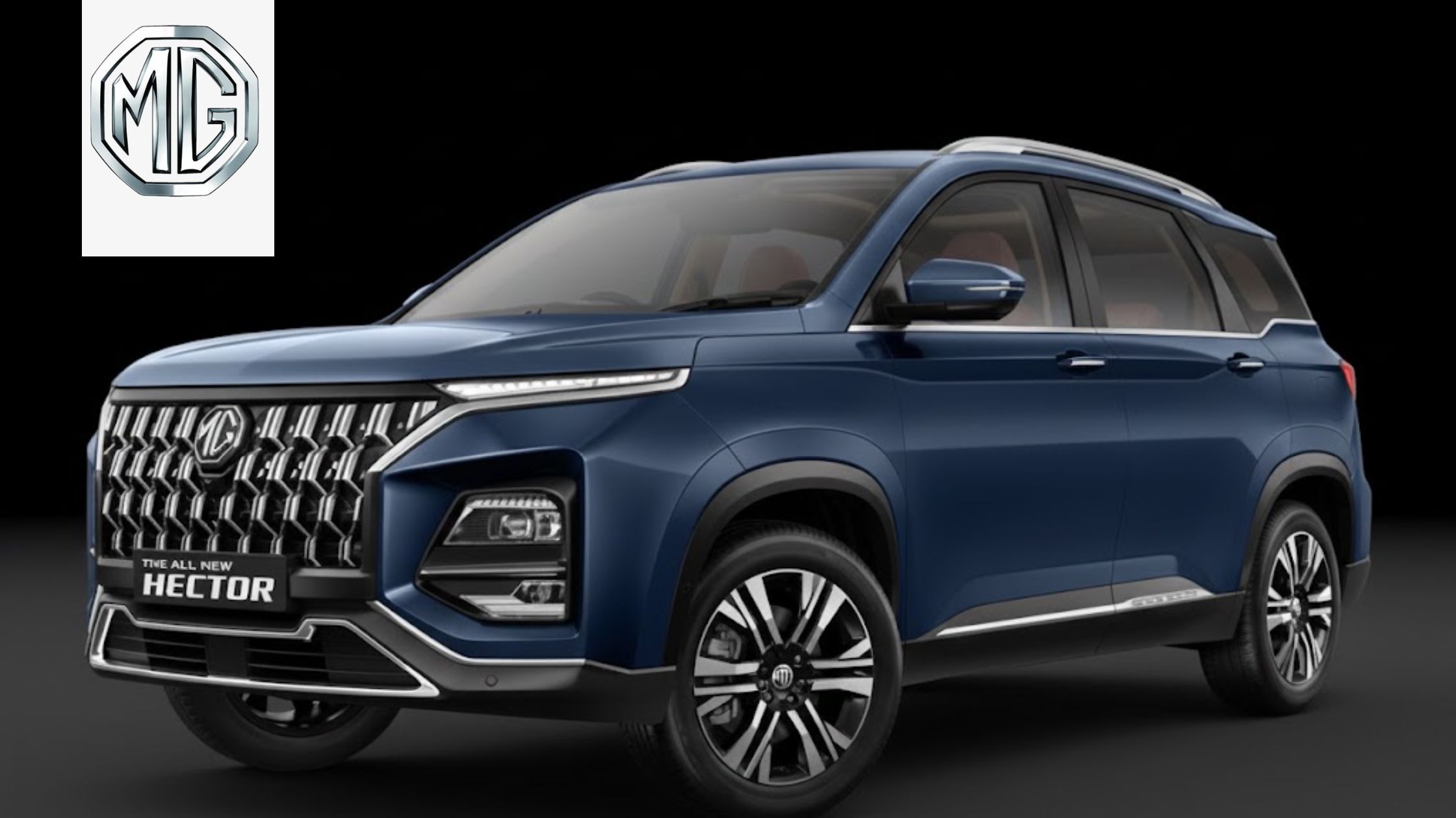 MG Hector Plus price और इसके 2025-26 फेसलिफ्ट मॉडल के शानदार एक्सटीरियर को दर्शाता एक हाई-रेजोल्यूशन स्टूडियो शॉट।